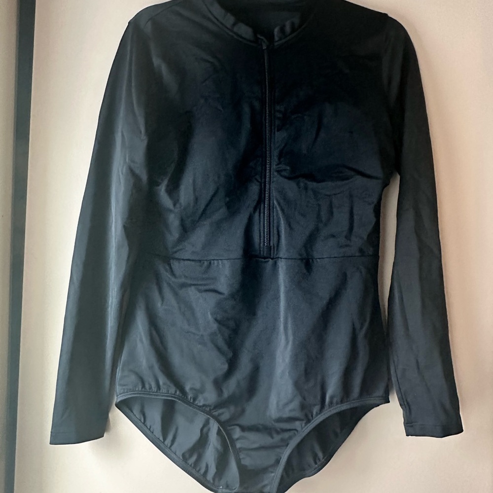 Black Long Sleeve Women's Swimsuit Lands End XL - Picture 5 of 7